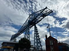 The Transporter Bridge in Middlesborough - it moves heavy stuff across the Tees, or at least did until 2019 - it's been closed for safety reasons since
